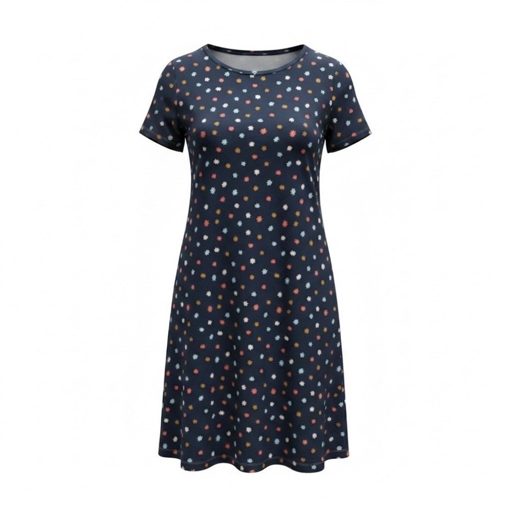 Market & Spruce Allison Navy Starburst T-Shirt Dress Small Short Sleeve Pocket